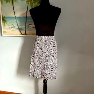 Talbots black and white paisley pencil skirt